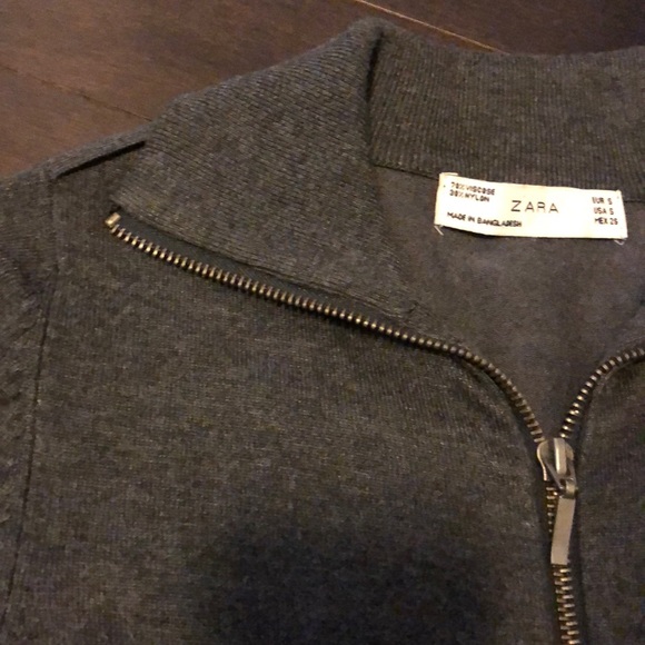 Zara Front Zip Grey Knit Cardigan - Picture 2 of 7